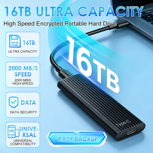 🏆Flash Sale⚡ 50K+ SOLD! Almost Gone-🔥16TB Large-Capacity Type-C Portable Mini SSD🪙🪙