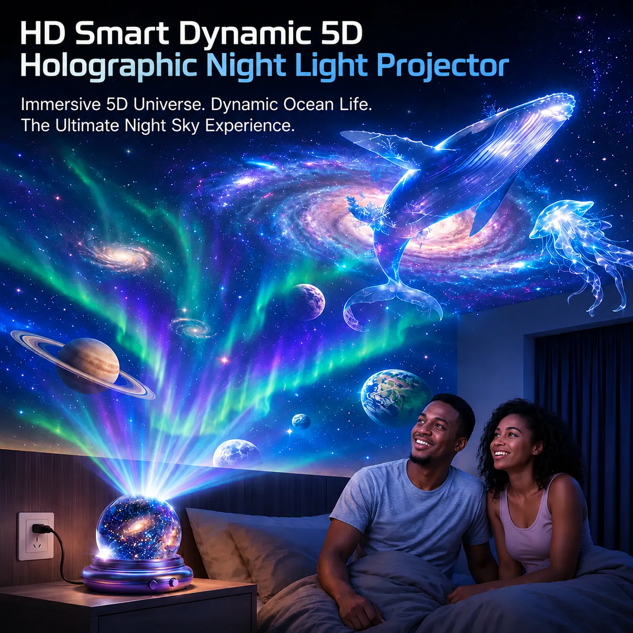 🔮Night Light Projector - Smart Holographic Star Projector💫-up